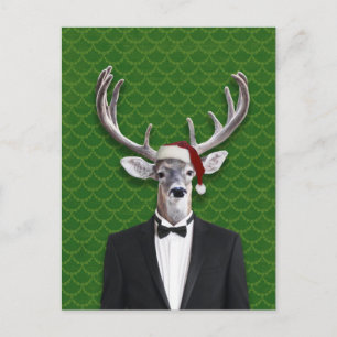 Holiday Buck In Santa Hat and Tuxedo