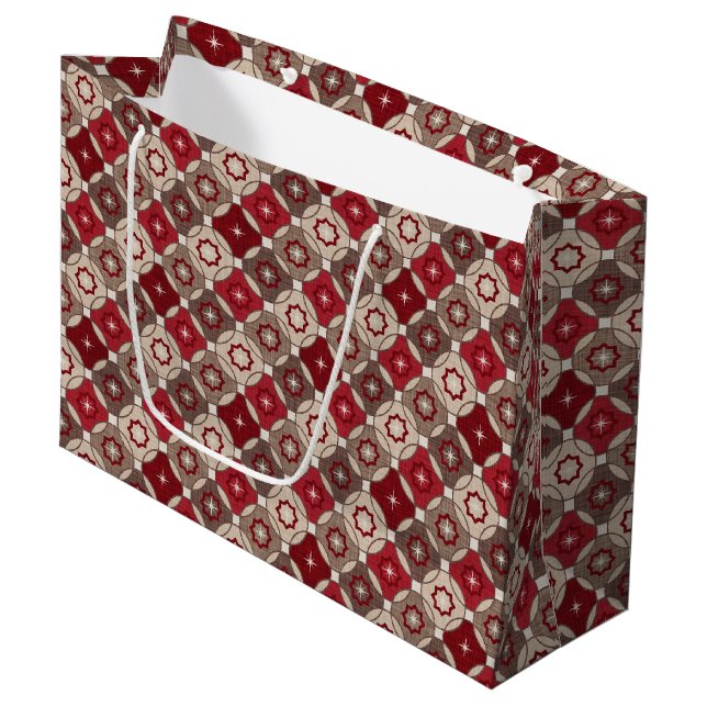 Holiday Burgundy, Brown Gift Bag - Large, Glossy (Front Angled)