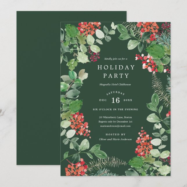 Holiday Bushes Party Invitation (Front/Back)
