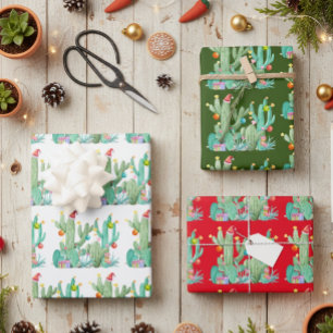 Holiday Cactus Cacti Desert Christmas Wrapping Paper Sheet