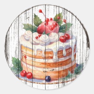 Holiday Cake Rustic Christmas Stickers