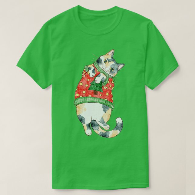 Holiday Calico Cat  T-Shirt (Design Front)