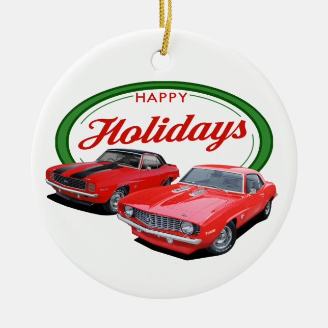 Holiday Camaros Ceramic Tree Decoration (Front)