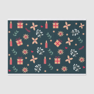 Holiday Candles and Ornaments on Black Background Tissue Paper