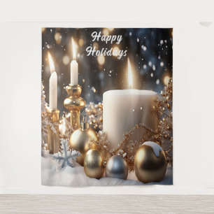 Holiday Candles Backdrop Tapestry