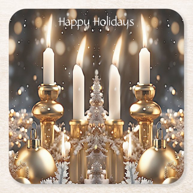 Holiday Candles Paper Coaster (Front)