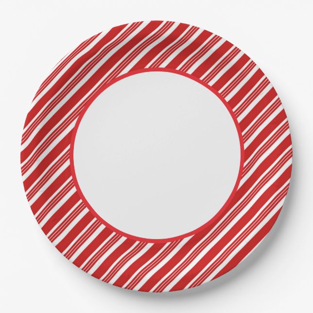 Holiday Candy Cane Paper Plates (Front)