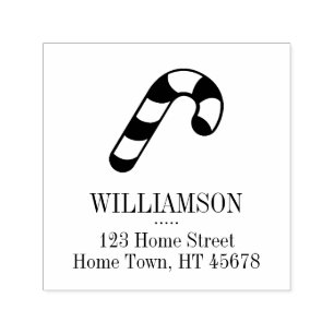 Holiday Candy Cane Return Address Self-inking Stamp