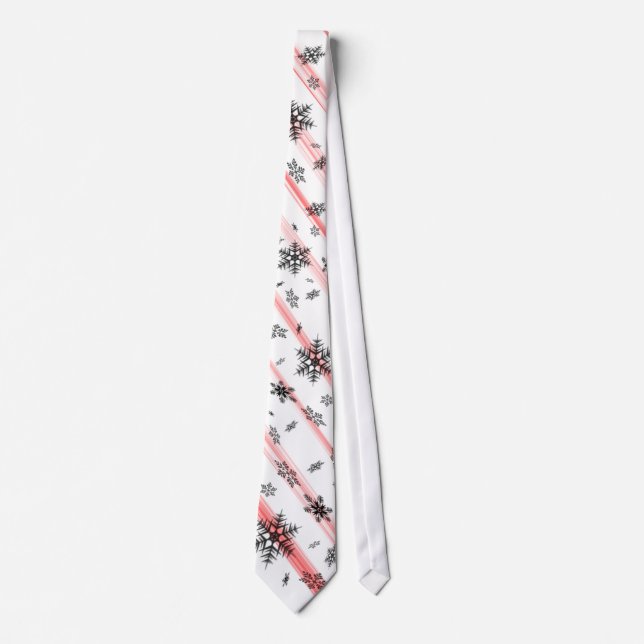 Holiday Candy Cane Snowflakes Gentlemen's Neck Tie (Front)