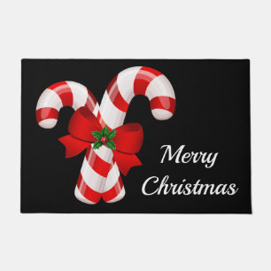 Holiday Candy Canes Christmas Doormat