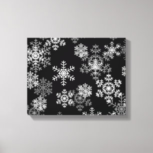Holiday Canvas Art-Black & White Snowflakes