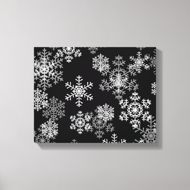 Holiday Canvas Art-Black & White Snowflakes Print (Front)