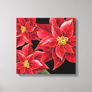 Holiday Canvas Art-Red Poinsettias