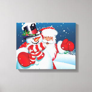 Holiday Canvas Art-Santa & Frosty
