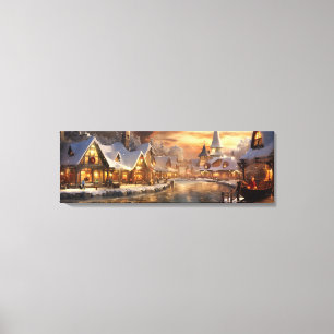 Holiday Canvas Art-Snowy Village Scene