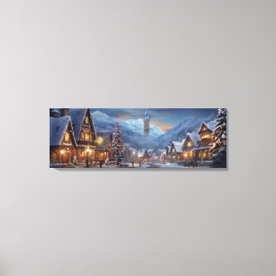 Holiday Canvas Art-Snowy Village Scene Print