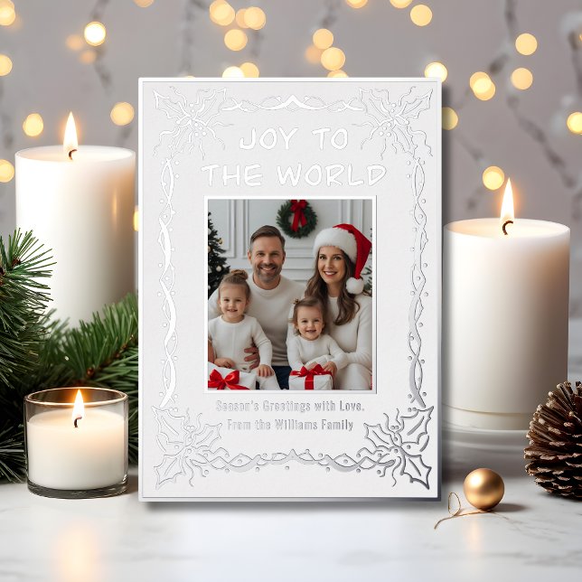 Holiday Card 2 Photo Custom Christmas Silver White (Creator Uploaded)