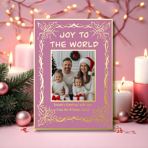 Holiday Card 2 Photo Custom Christmas Soft Pink