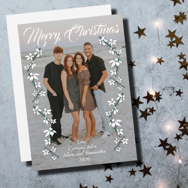 Holiday card Christmas photo year white script (Creator Uploaded)