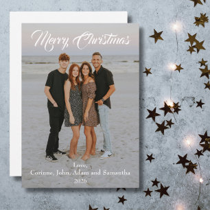Holiday card Christmas photo year white script