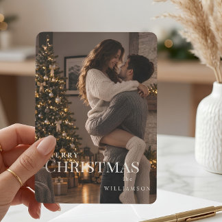 Holiday Card Christmas Trendy 2 Photo couple