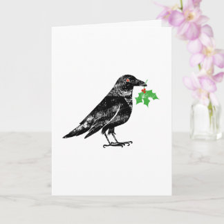 Holiday Card - Crow with Mistletoe 