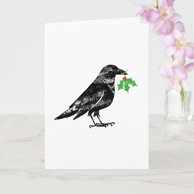 Holiday Card - Crow with Mistletoe  (Orchid)