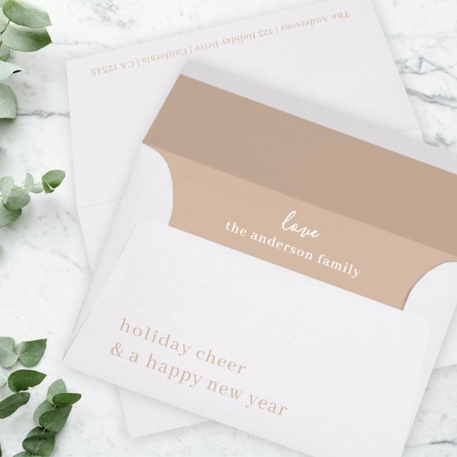 Holiday Card Envelope | Minimal Christmas Beige (Elegant pre-addressed neutral holiday card envelope by Guava)