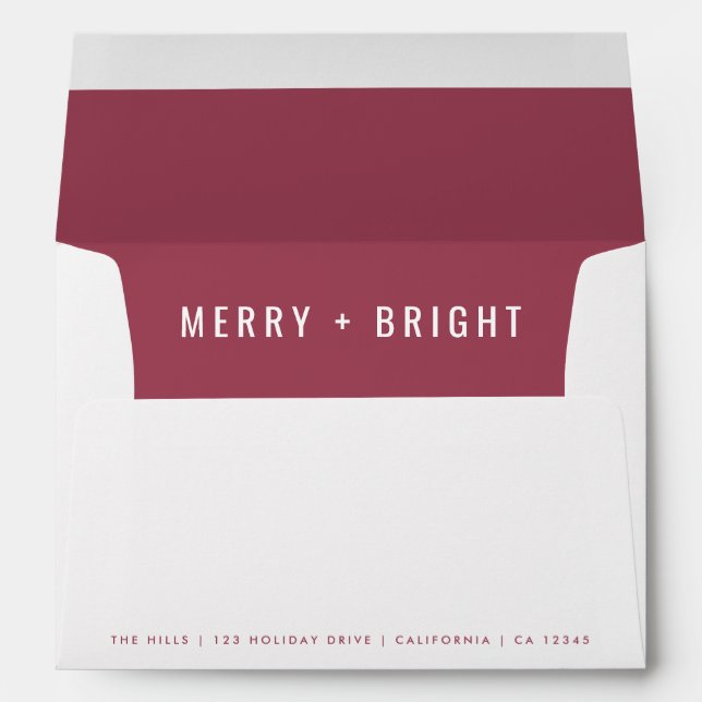 Holiday Card Envelope  Rose Pink Christmas Mail (Back (Bottom))