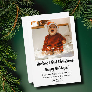 Holiday card minimal baby's first Christmas