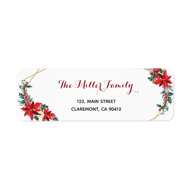 Holiday Card Poinsettia return address (Front)