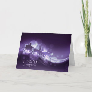 Holiday Card - Santa Sleigh Abstract Purple