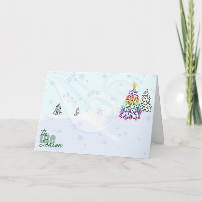 Holiday Card - Wind Snow and Tree lights (Front)