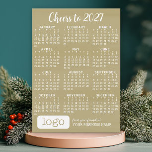 Holiday Card with 2027 Calendar and Business Logo