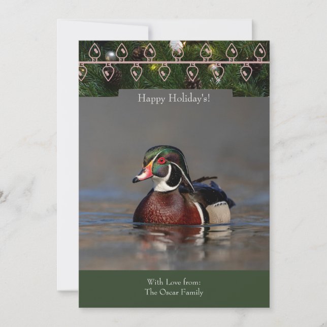 Holiday Card with a Wood Duck Drake (Front)