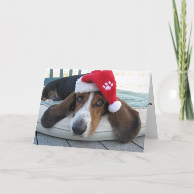Holiday Card with Basset Hound (Front)
