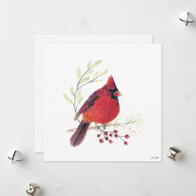 Holiday Cardinal Berries Art (Front/Back In Situ)