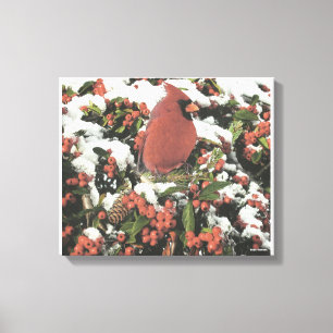 Holiday Cardinal Collage Stretched Canvas Art