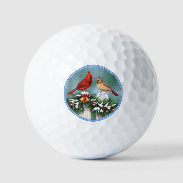 Holiday Cardinals & Christmas Garland Golf Balls (Front)
