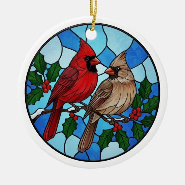 Holiday Cardinals Christmas Tree Ornament (Front)