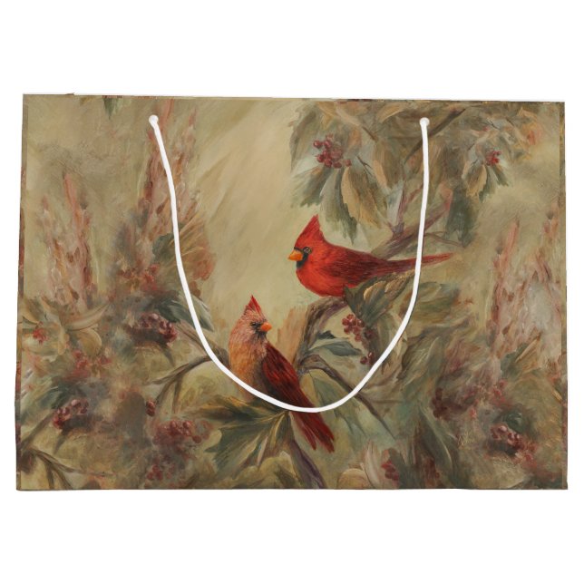 Holiday Cardinals Large Gift Bag (Back)