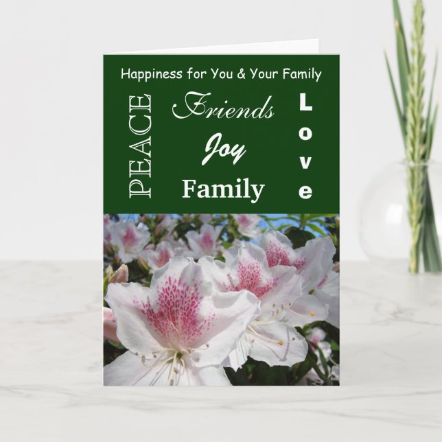 Holiday Cards Happiness You & Your Family Floral (Front)