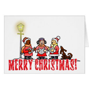 Holiday Carolers Sing Merry Christmas Card