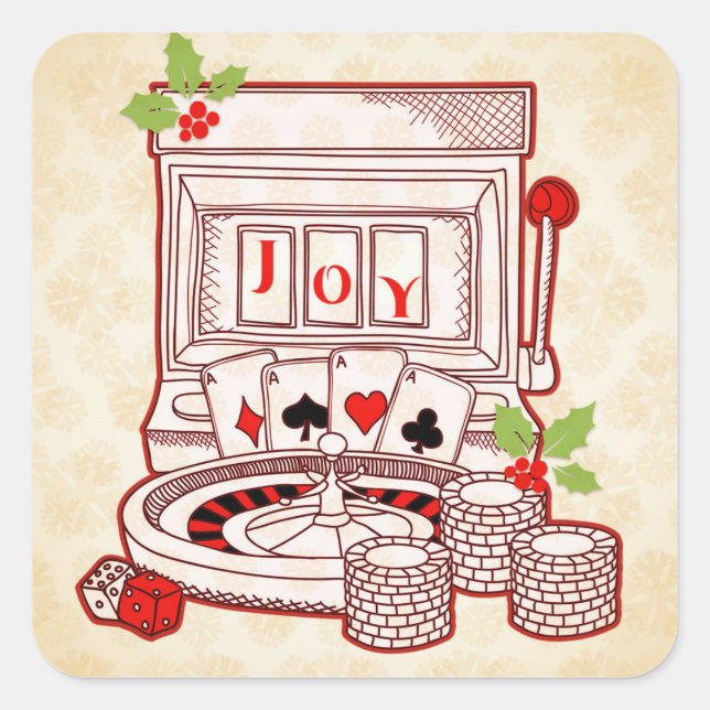 Holiday Casino Joy Square Sticker (Front)