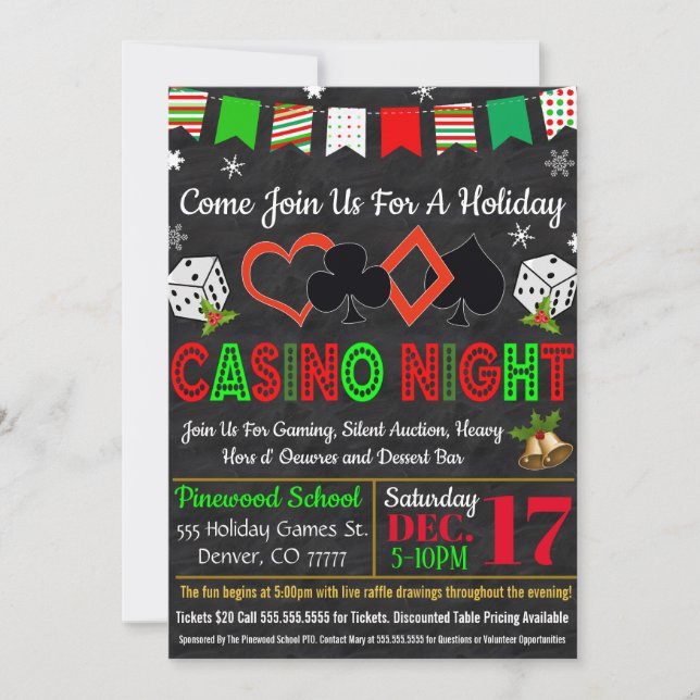 Holiday Casino Night Invitation (Front)