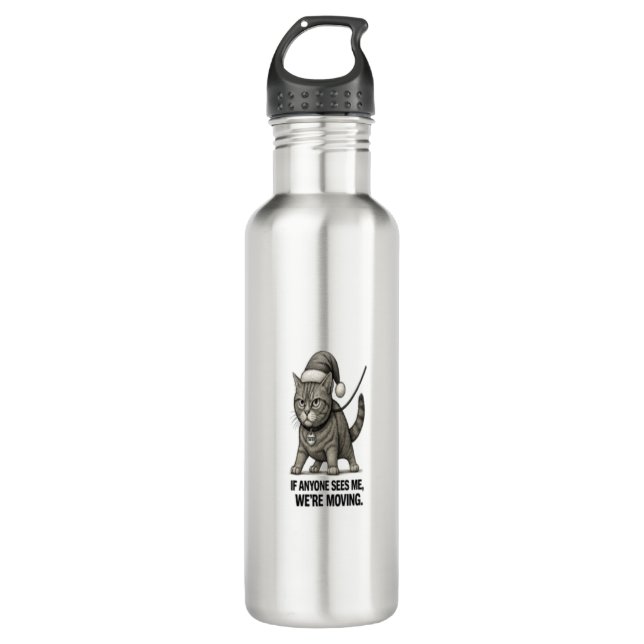 Holiday Cat “We’re Moving" 710 Ml Water Bottle (Front)