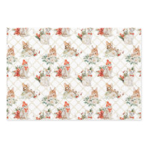 Holiday Cats Gold Geometric Floral Ornaments