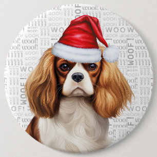 Holiday Cavalier King Charles Dog Woof Background 6 Cm Round Badge