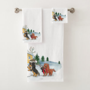 Holiday Cavalier King Charles Spaniel Bath Towel Set