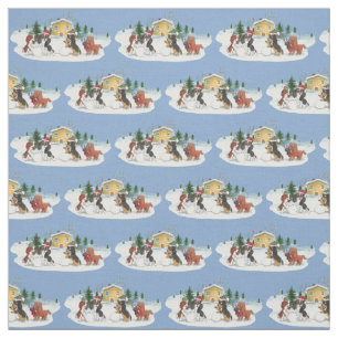 Holiday Cavalier King Charles Spaniel Fabric